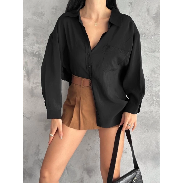 Modal oversize cepli gömlek