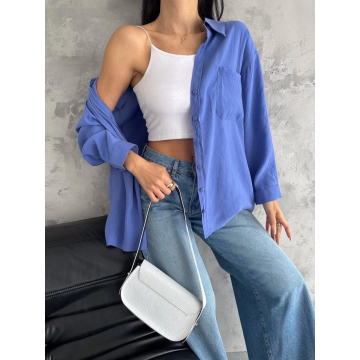 Modal oversize cepli gömlek
