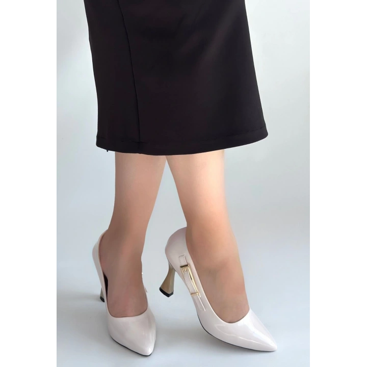 Motya Bej Rugan Topuklu Ayakkabı