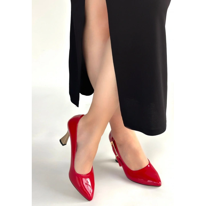 Motya Kırmızı Rugan Topuklu Ayakkabı