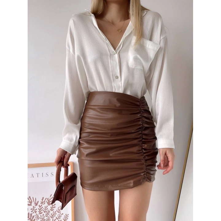 Önden büzgülü etek taba h24210