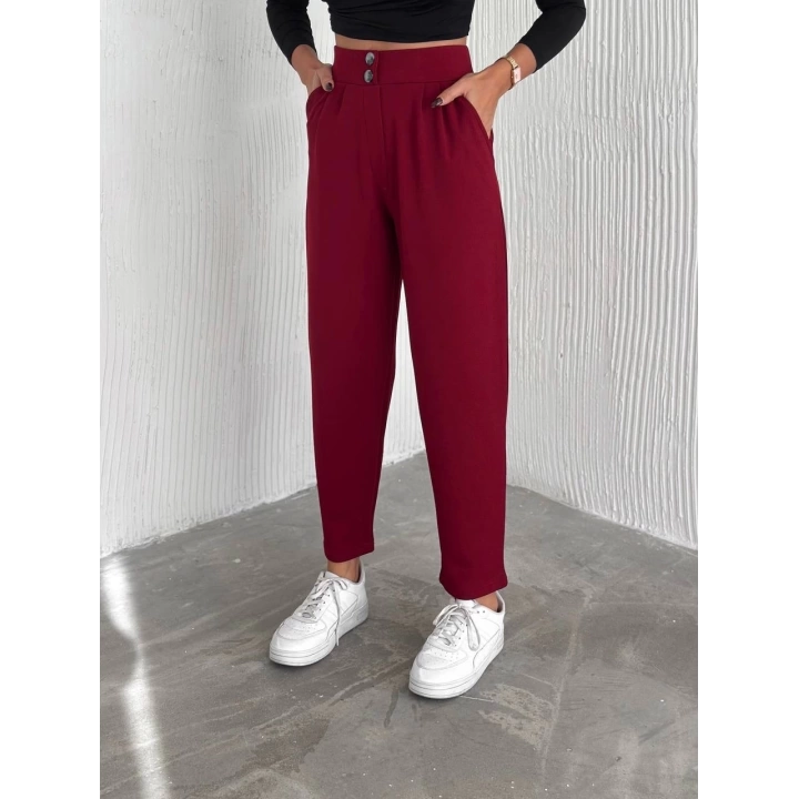 örme krep pantolon çift düğmeli