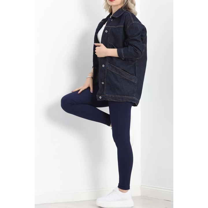 Oversize Kot Ceket Lacivert - 10002.1778.