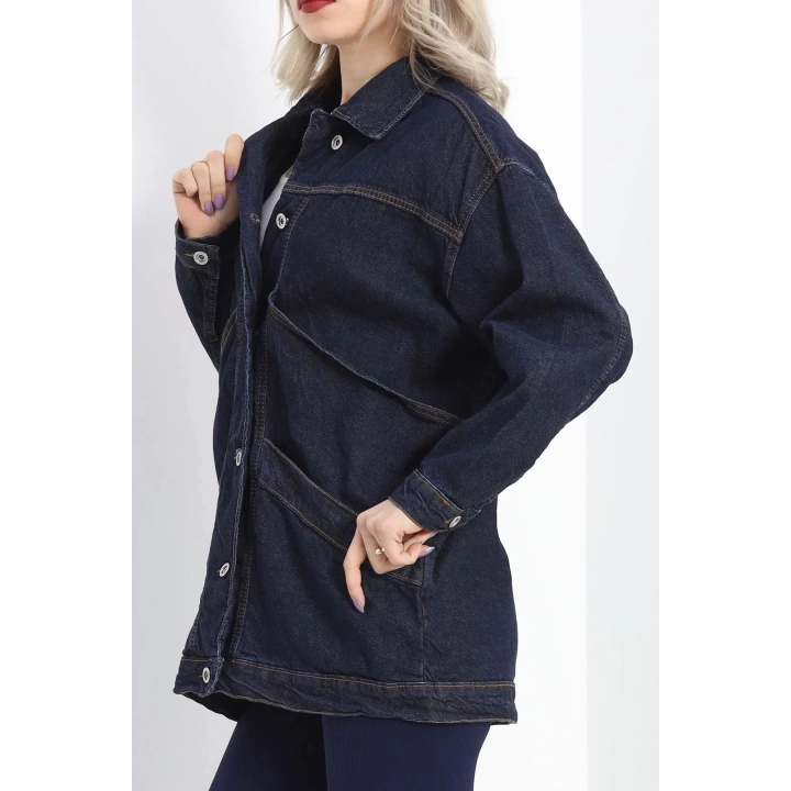 Oversize Kot Ceket Lacivert - 10002.1778.