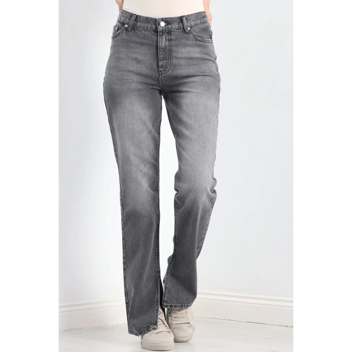 Paça Yırtmaçlı Straight Jean Füme - 20633.1590.