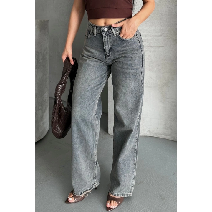 Palazzo bıyık kar yıkama buz mavi jeans pantolon d2008