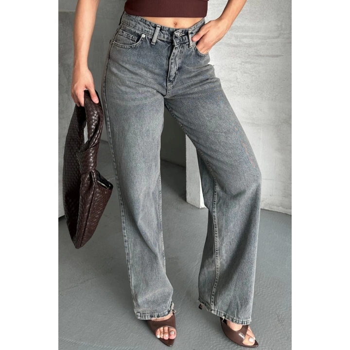 Palazzo bıyık kar yıkama buz mavi jeans pantolon d2008