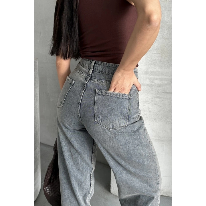 Palazzo bıyık kar yıkama buz mavi jeans pantolon d2008