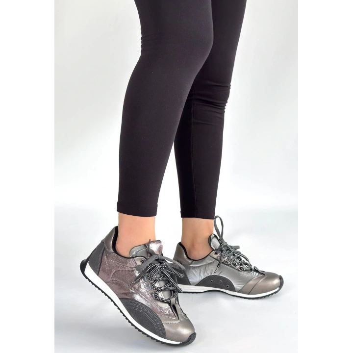 Ranu Platin Cilt Paraşüt Detaylı Bağcıklı Spor Ayakkabı