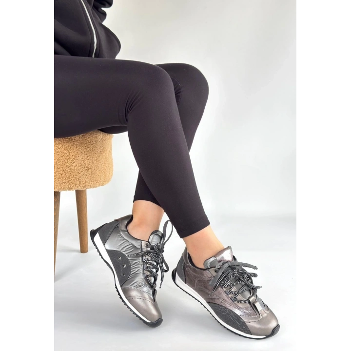 Ranu Platin Cilt Paraşüt Detaylı Bağcıklı Spor Ayakkabı