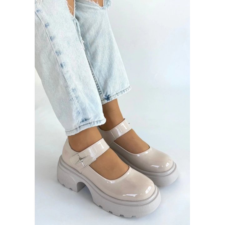 Siyat Bej Rugan Dolgu Topuk Oxford Ayakkabı