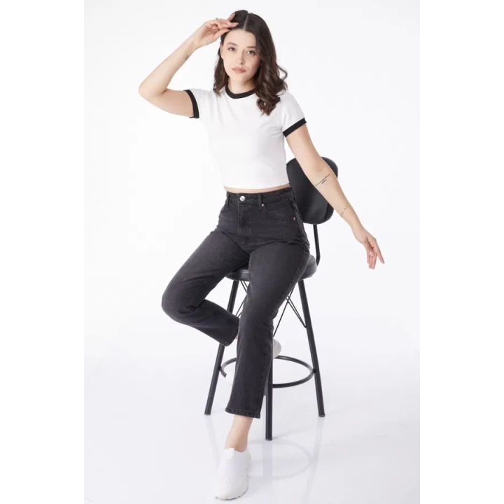 Slimfit mom jeans pantolon