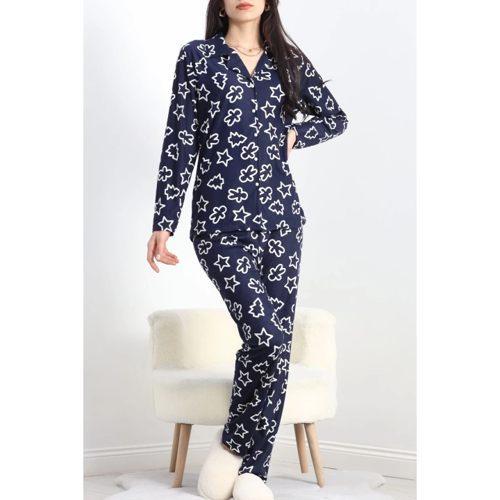 Süet Pijama Takımı Lacivert - 40003.1049.