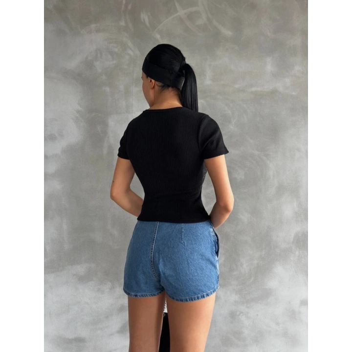 Taş baskılı kaş korse bluz