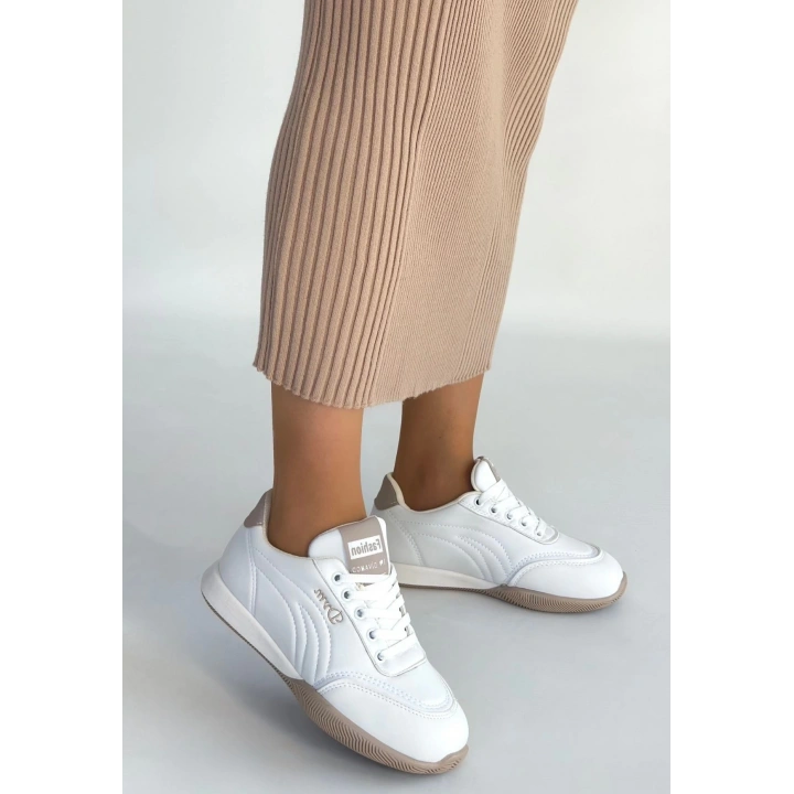 Tawen Beyaz Cilt Bağcıklı Spor Ayakkabı