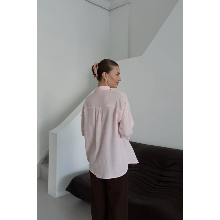 Tek cepli müslin gömlek pembe pt