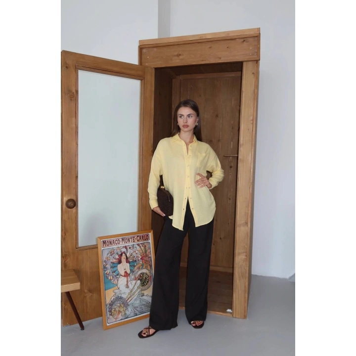 Tek cepli müslin gömlek sarı