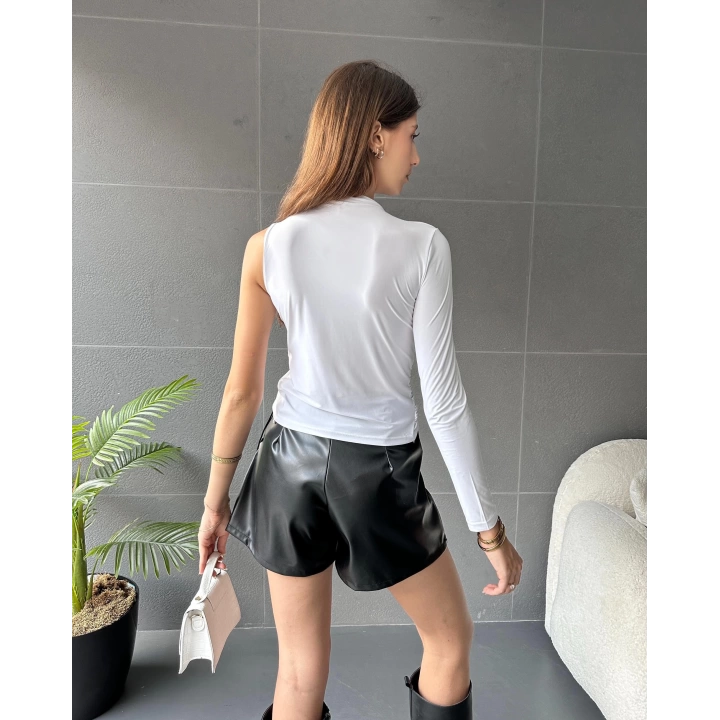 Tek Omuz Drape Detaylı Bluz