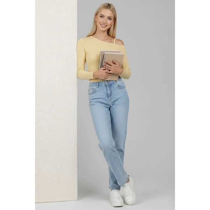 Tek Omuz İpli Bluz Sarı T4328