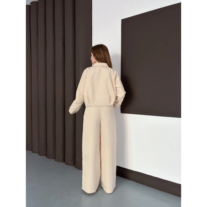 Trenç takım alt üst bej ons