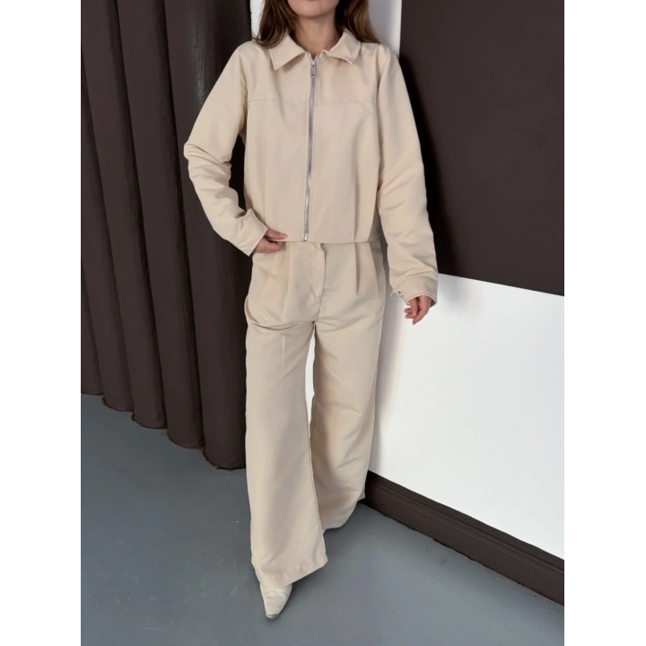 Trenç takım alt üst bej ons