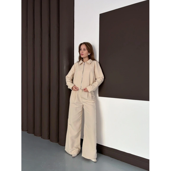 Trenç takım alt üst bej ons