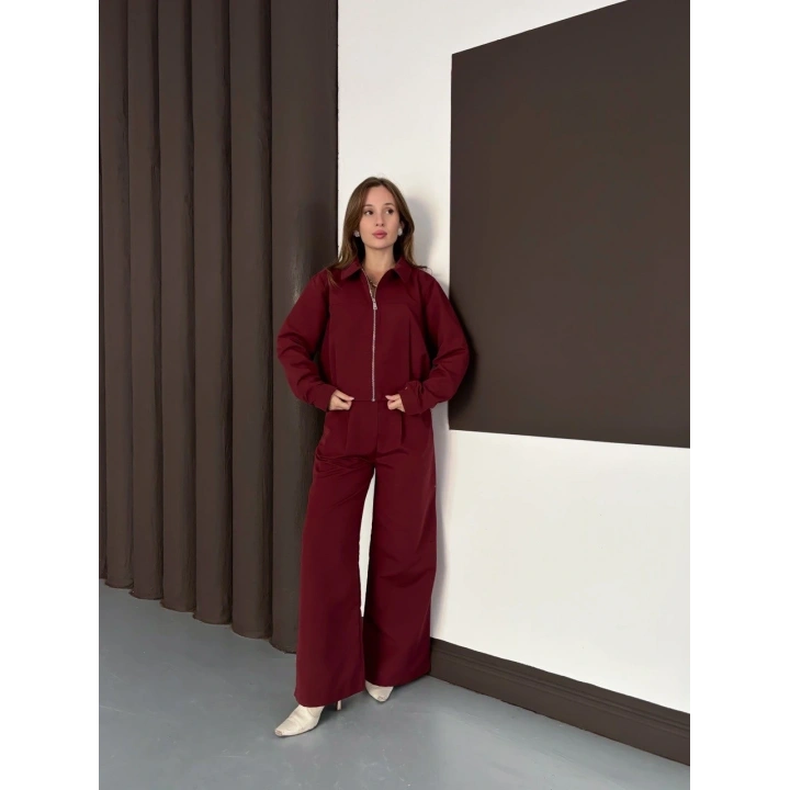 Trenç takım alt üst bordo ons