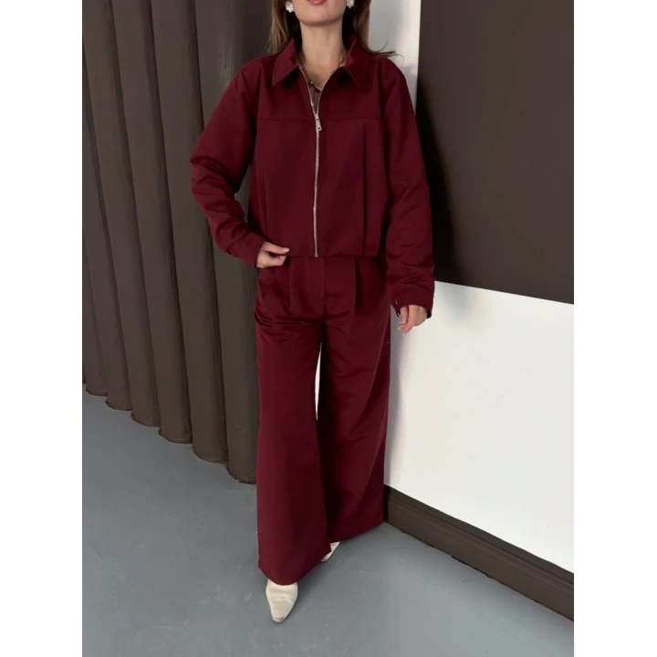 Trenç takım alt üst bordo ons