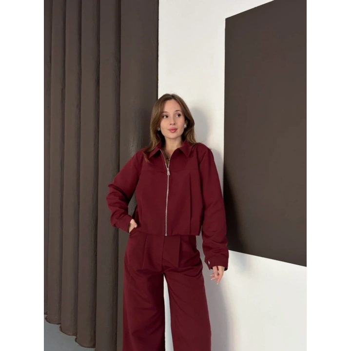 Trenç takım alt üst bordo ons