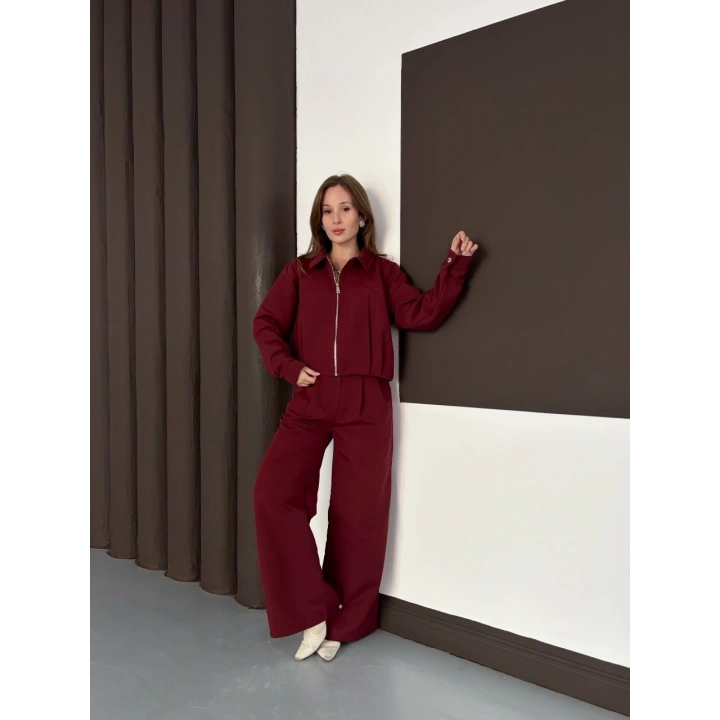 Trenç takım alt üst bordo ons