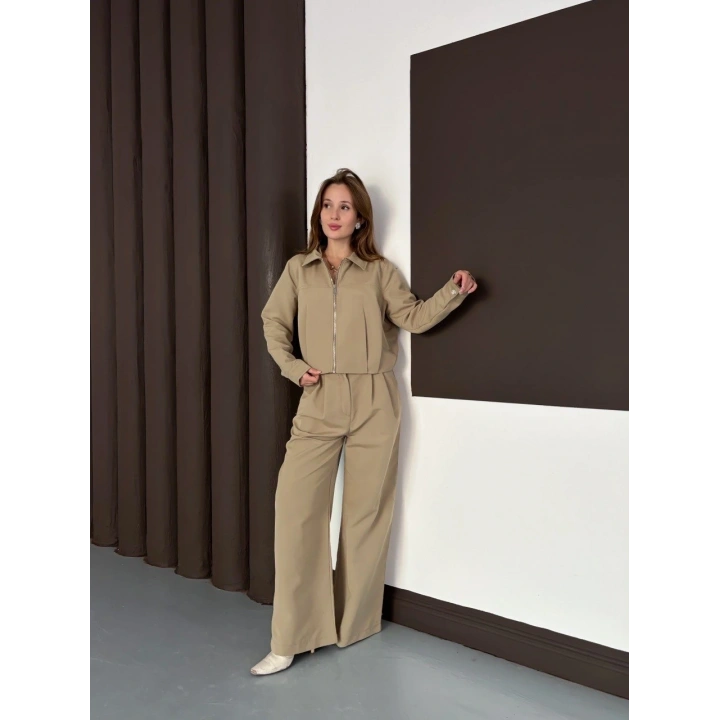 Trenç takım alt üst haki ons