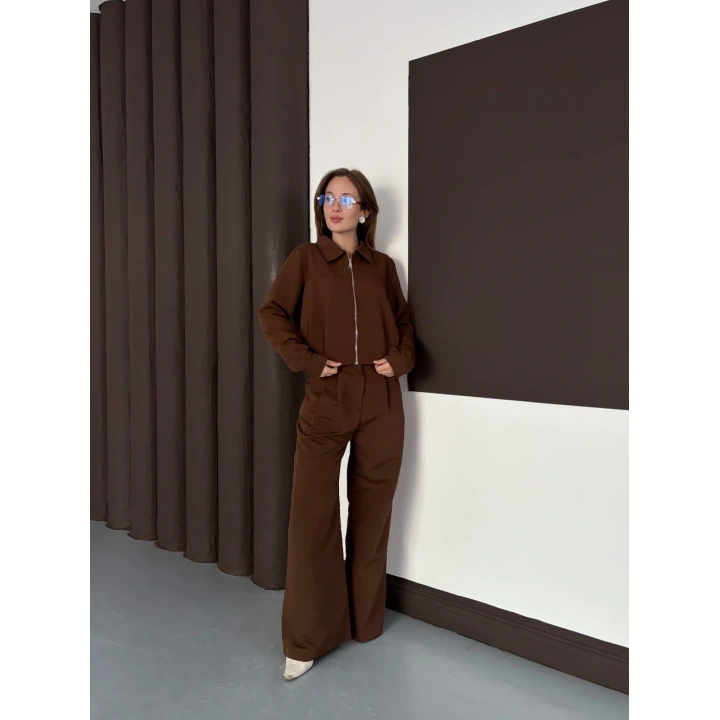 Trenç takım alt üst kahve ons