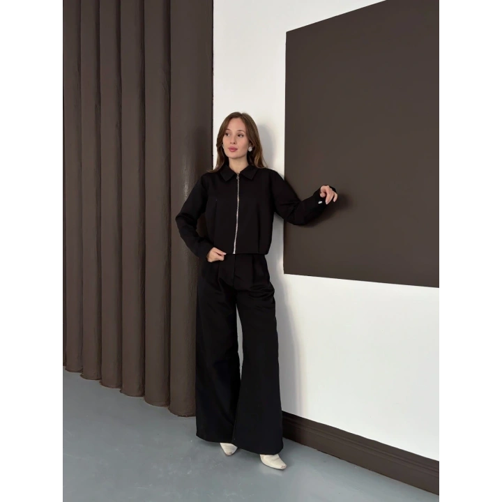 Trenç takım alt üst siyah ons