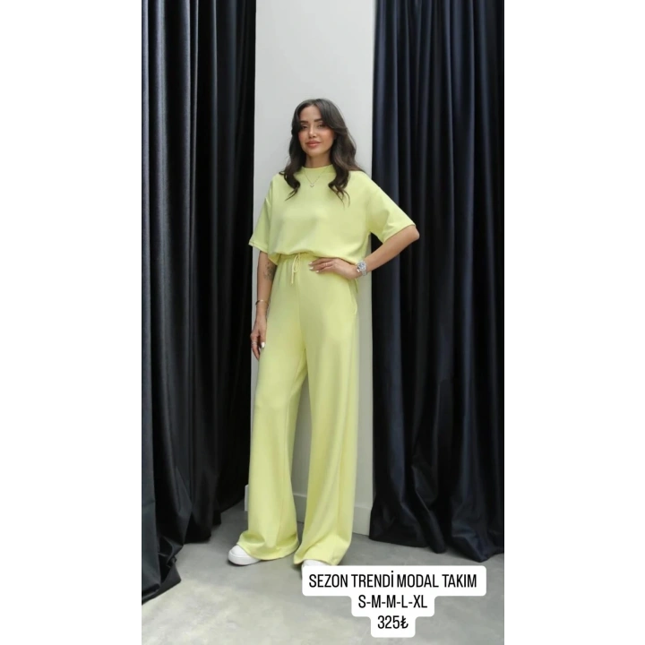 Tshirt alt üst modal takım sarı