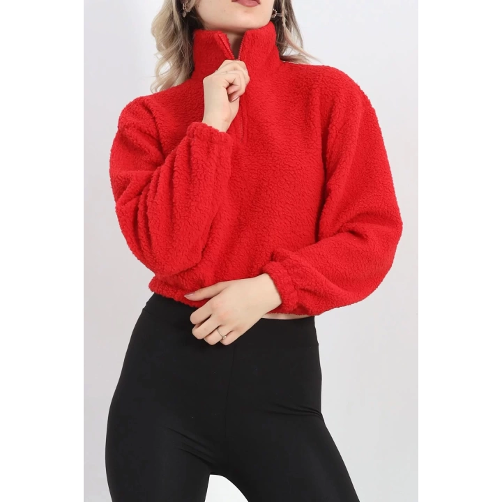 Üç İplik Beli Lastikli Polar Sweat Kırmızı - 20708.1872.