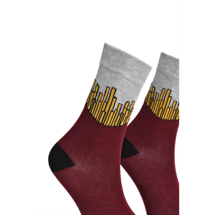 Unisex Patates Kızartması Çorap Bordo - LksÇrp24