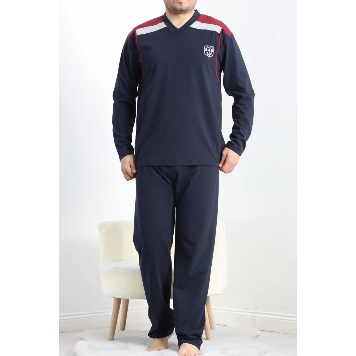 V Yaka Erkek Pijama Takımı Lacivert - 40069.1838.