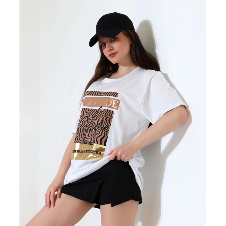 Varak çizgili Oversize tişört