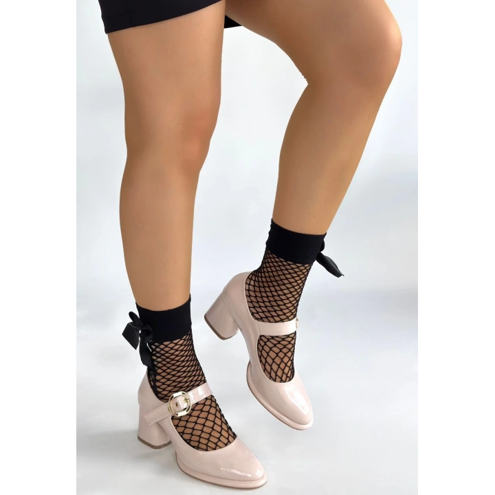 Weys Bej Rugan Topuklu Ayakkabı