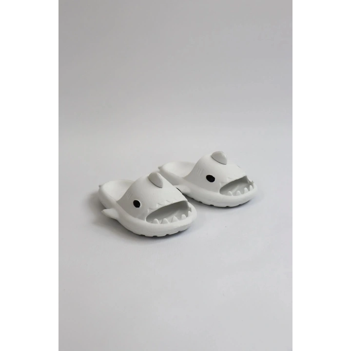 WG500 Köpekbalığı Beyaz Unisex Tam Ortopedik Terlik Shark Slides Cocuk