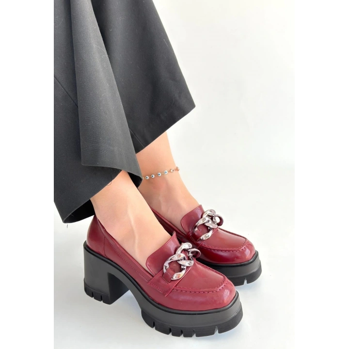 Winar Bordo Rugan Doldu Topuk Ayakkabı