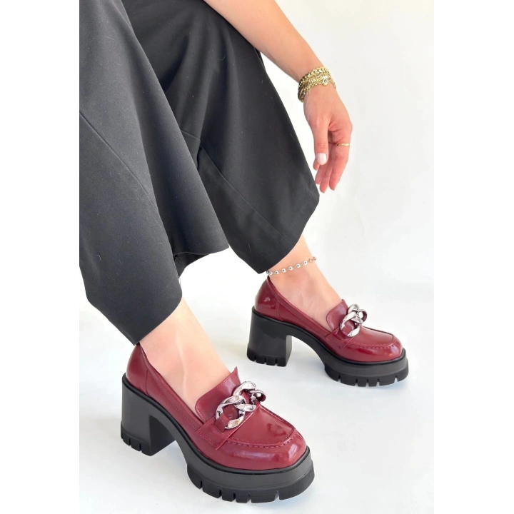 Winar Bordo Rugan Doldu Topuk Ayakkabı