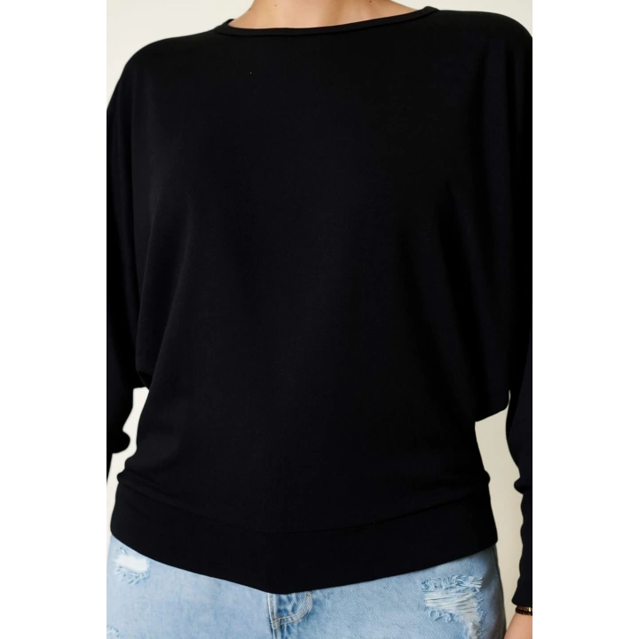 Yarasa Kol Salaş Bluz siyah T4273