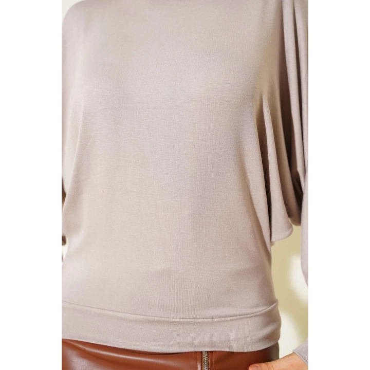 Yarasa Kol Salaş Bluz Vizon T4273