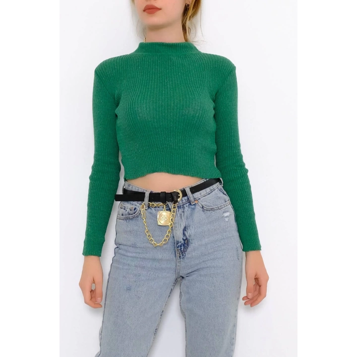 Yarım Balıkçı Crop Triko Yeşil - 885.1319.