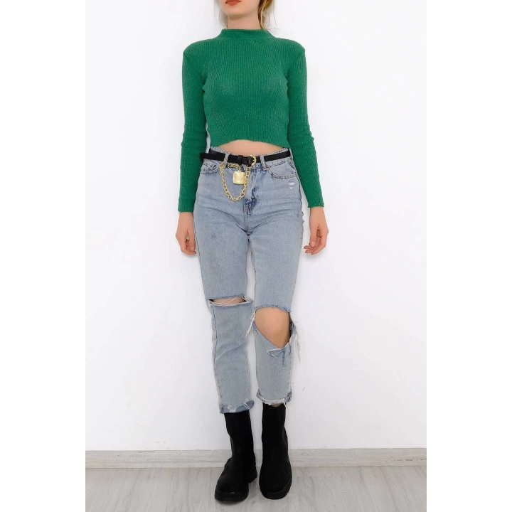 Yarım Balıkçı Crop Triko Yeşil - 885.1319.
