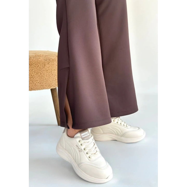 Yejja Bej Cilt Bağcıklı Spor Ayakkabı