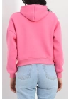 3 İplik Kapşonlu Crop Sweat Pembe - 20959.1878.