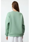 3 iplik şardonlu bisiklet yaka sweatshirt mint