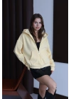 3 iplik şardonlu kapşonlu hoodie frm sarı p510437